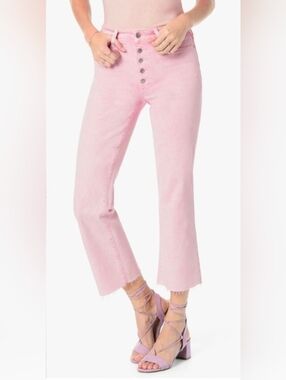 Joe's Jeans Soft Pink High-Rise Cropped Button-Fly Jeans